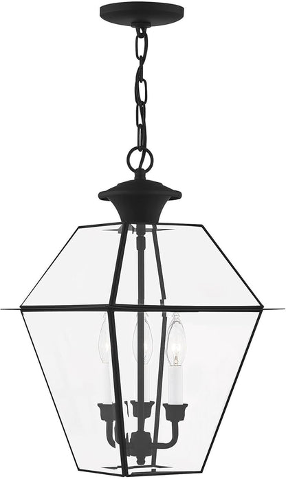 Livex Lighting 2385-04 Westover 3-Light Outdoor Hanging Lantern, Black