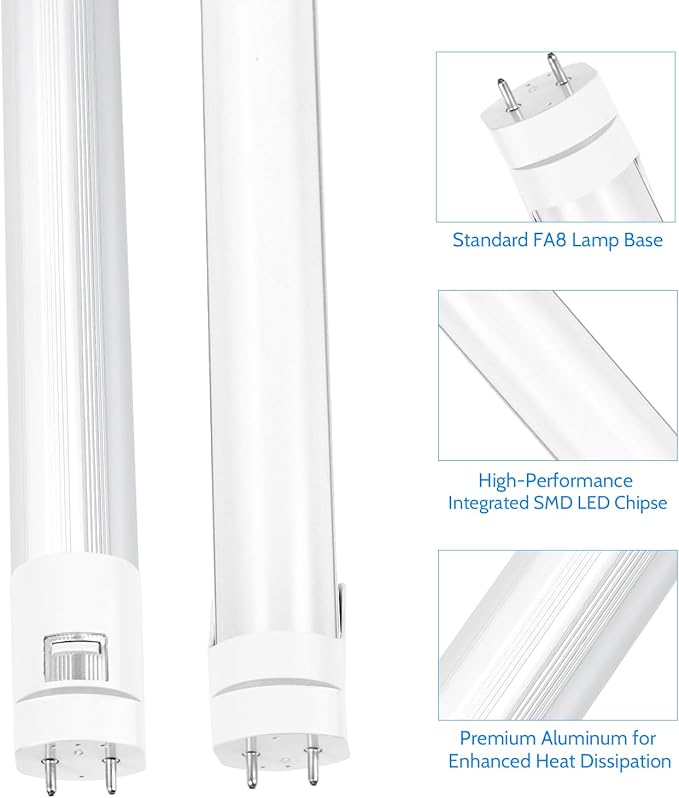 LightingWill LED T8 Light Tube 2FT, Natural White 4000K, Dual-End Powered Ballast Bypass, 1000Lumens 10W (24W Fluorescent Equivalent), Frosted Cover, AC85-265V Lighting Tube Fixtures, 4 Pack