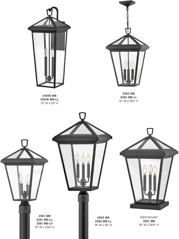 Hinkley Alford Place 25658MB Large Outdoor Tall Wall Mount Lantern - Die Cast Aluminum Frame, Sealed Clear Glass - Museum Black