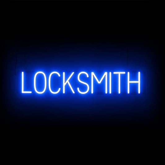 SpellBrite LOCKSMITH Sign | Neon Locksmith Sign Look, Blue LED Light Source | 33.7" x 6.3"