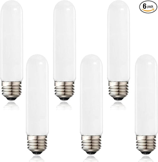 XININSUN T10 Frosted LED Bulbs Warm White 2700K,Dimmable T10 led Light Bulbs,60-75 Watt Equivalent,8W Led Tubular Bulbs,E26 Base Bulb for Desk Lamp,Bathroom,Cabinet Display,Milk White-6Pack