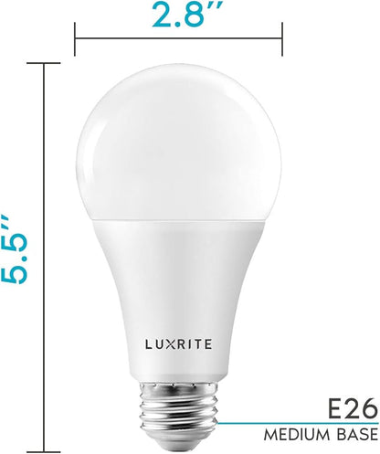 LUXRITE A21 LED Bulbs 150 Watt Equivalent, 2550 Lumens, 3000K Soft White, Dimmable Standard LED Bulb 22W, Energy Star, E26 Medium Base - Indoor and Outdoor (8 Pack)