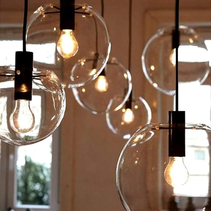 E27 Industrial Clear Glass Globe Shade Pendant Lighting Modern Kitchen LOFT Hanging Light Lamp (15cm)