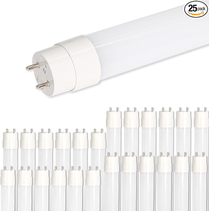 25-Pack T8 LED Tube Lights 4FT, 22W LED Bulbs 4 Foot Ballast Bypass, 4000K Daylight, Type B, G13, F32T8 Replacement for Fluorescent