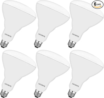 LUXRITE BR40 LED Light Bulbs, 85W Equivalent, 3000K Soft White, Dimmable, 1100 Lumens, LED Flood Light Bulb, 13W, E26 Medium Base, Indoor/Outdoor - Perfect for Office and Recessed Lighting (6 Pack)