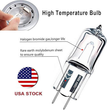 Vinaco G8 Halogen Bulb 50W, 10 Pack High Output 120V With G8 Base, 2800K Warm White Dimmable Xenon Light for Range Hood, Cabinet, Chandelier, Table Lamp