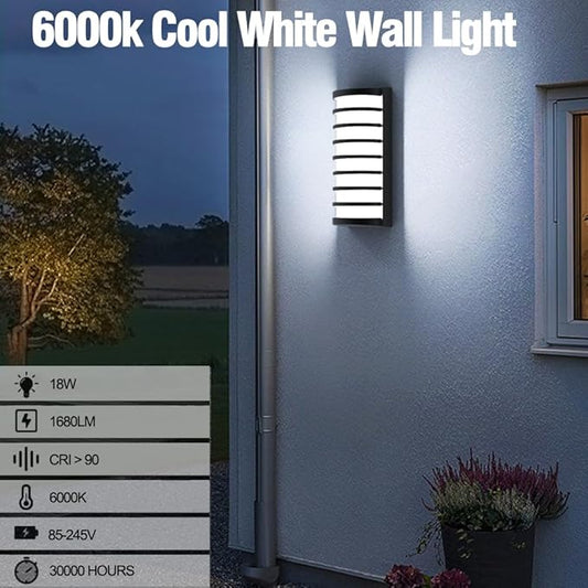 Sytmhoe Modern Outdoor Wall Lights 2Packs, 6000k Cool White LED Exterior Light Fixtures,Porch Led Wall Lamps,Porch&Patio Light for House,IP65 Waterproof for Garage Hallway Stairs Gardens(2packs)