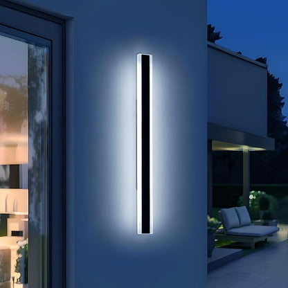 57inch Modern Long Outdoor Wall Lights, 3000K-6000K Dimmable Linear Wall Sconce, IP65 Waterproof, Black Exterior Lighting Fixture for House, Patio, Garden, Yard, House with Remote Control