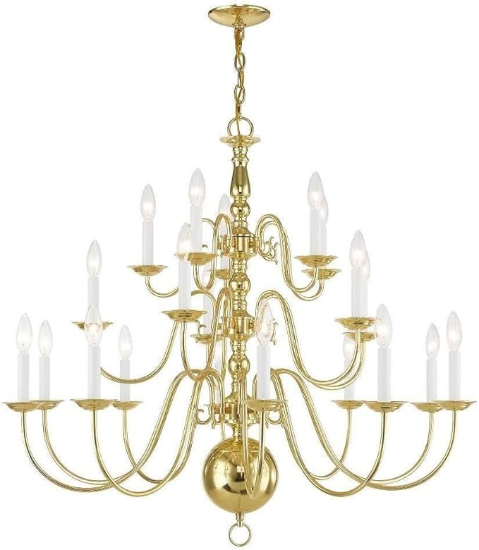Livex Lighting 5019-02 Williamsburgh 20-Light Chandelier, Polished Brass, 33" x 1" x 33"