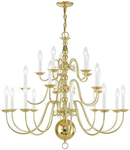 Livex Lighting 5019-02 Williamsburgh 20-Light Chandelier, Polished Brass, 33" x 1" x 33"