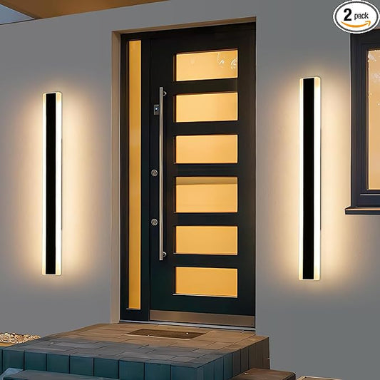 2 Pack Long Outdoor Wall Lights, 47.2inch Modern Wall Sconce, 3000K Warm White, IP65 Waterproof, White Acrylic, 42W Minimalist Exterior Light Fixture for Garage, Patio, Porch, Garden