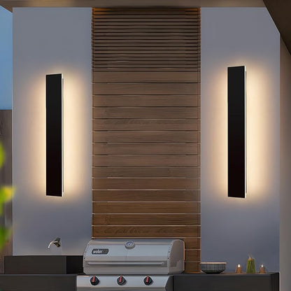 Mikeru Upgraded 2 Pack 31.4" Long & 4.3" Wide LED Wall Sconce, 10%-100% Dimming + 3000K-6000K Adjustable, IP65 Waterproof Outdoor Light Fixtures Cover US Junction Box for Porch, Garage, Basement