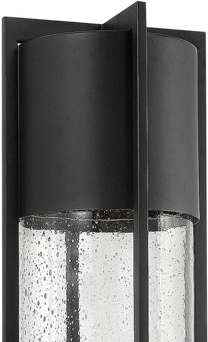 Hinkley Shelter Large Post Top or Pier Mount Outdoor Lantern - Dark Sky, 1-Light, Cylinder, Aluminum, Clear Seedy Glass, Bulb Included - Black Finish