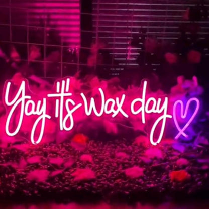 Yay it's wax day Neon Sign Custom Wax Room Neon Sign,Lash Salon Decor Beauty Salon Wall Art,Nails Hair Lashes Bar Salon Led Neon Light Size:20inch