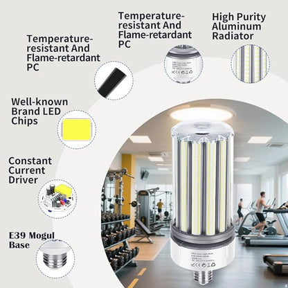 2 Pack 250W LED Corn Lights Bulb, E39 Mogul Base 5000K Daylight 32500LM Lamp, Replacement 950W att CFL HPS Metal Halide Bulbs, Large Area Lamp for Factory, Garage, Warehouse High Bay Lighting