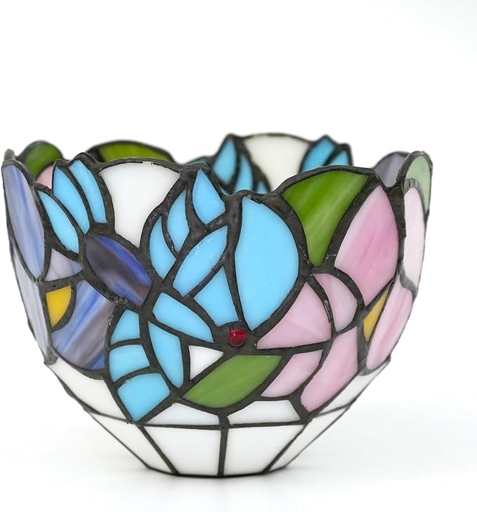 Tiffany Lamp Shades, 6 Inch Birds Flowers Stained Glass Lamp Shade Replacement Home Decor Lampshades Accessories Fit for Pendant Light Ceiling lights Wall lamp