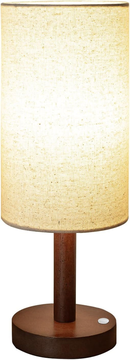 Cordless Table Lamp, 3 Color Dimming Portable Battery Lamp, Touch Control Wood Base Small Bedside Lamps for Night Stands, Living Room, Office(LED Bulb Included) (Cordless Wood Base)