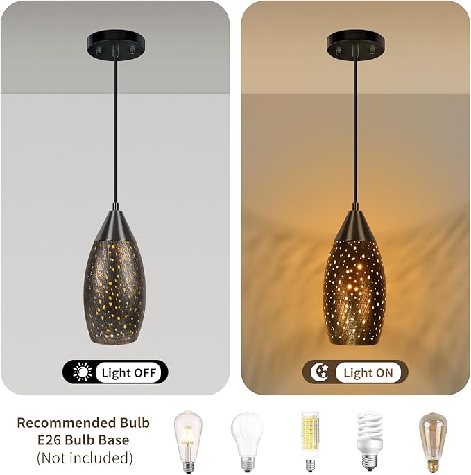 Pendant Light Shade Replacement with 1-5/8" Fitter, Metal Lampshade Height 7.8 in Diameter 4.7 in, Antique Bronze Oval Shaped Cover for Pendant Kitchen Wall Sconce Chandelier Vanity Light 1-Pack
