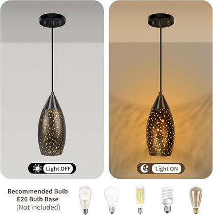 Pendant Light Shade Replacement with 1-5/8" Fitter, Metal Lampshade Height 7.8 in Diameter 4.7 in, Antique Bronze Oval Shaped Cover for Pendant Kitchen Wall Sconce Chandelier Vanity Light 1-Pack