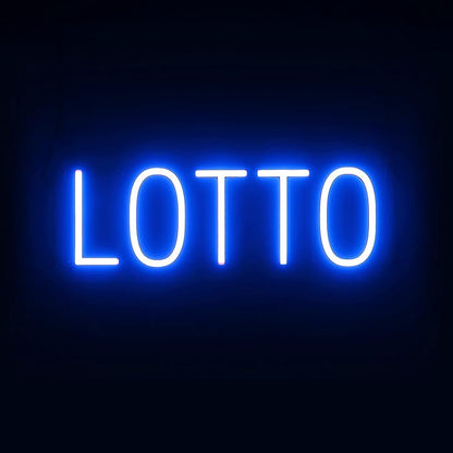 SpellBrite LOTTO Sign | Gaming-Related Sign with Neon Look, Blue LED Light Source | 20.4" x 6.3"