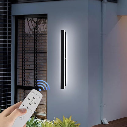 Modern Black Outdoor Wall Lights for House 47.2" Garage Exterior Lighting Fixtures LED IP65 Outdoor Wall Light Dimmable 3000K-6000K Long Strip Anti-Rust Wall Lamp for Patio Passage Porch