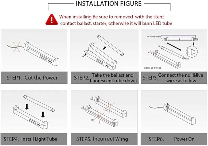 T8 LED Light Bulb 4FT, Ballast Bypass Required, 3360 Lumens, 2pin G13 End Cold White 6000K, Replace 80W Fluorescent Light,Cold White 6000K, Dual-End Powered Clear Cover AC 85-277V 25Pack