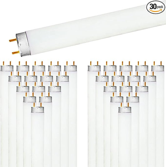 LUXRITE 30-Pack F17T8/841 17W 24 Inch T8 Fluorescent Tube Light Bulb, 4100K Cool White, 1350 Lumens, G13 Medium Bi-Pin Base, LR20752