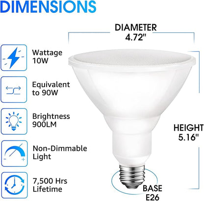 Energetic PAR38 Outdoor LED Flood Light Bulb, 5000K Daylight, 90 Watt Equivalent, Wet Rated, 900LM, E26 Base, Non-Dimmable,12 Pack