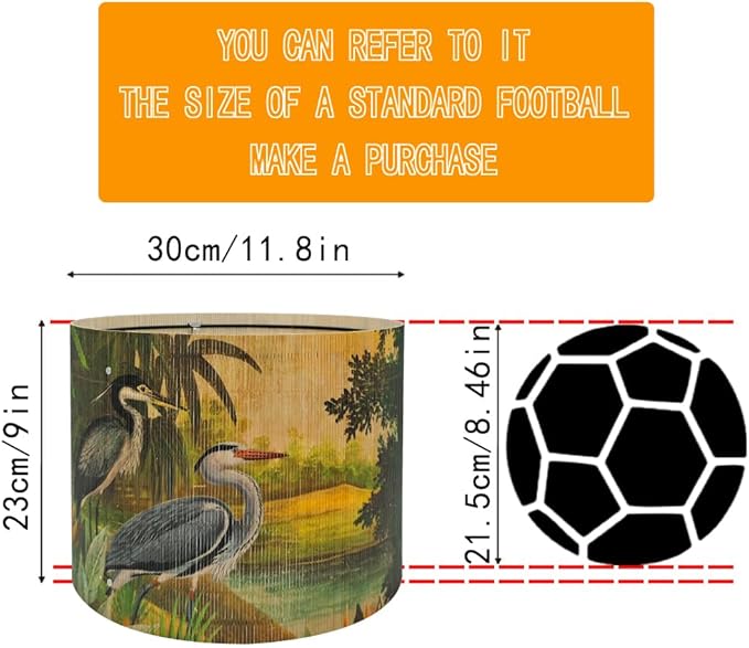 Bamboo Lampshade With Tropical colorful Funky Decorative, idea For Floor And table Lamps, Art deco livingroom bedroom office, Rustic And Retro, Size 11.8Inch (Herons)