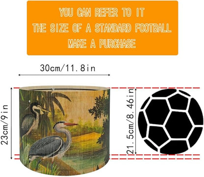 Bamboo Drum Lamp shade for table lamps and floor lamps With Tropical Colorful Animals Design, Art Deco, Rustic And Retro, Groovy Unique(size 11.8 Inch) (herons)