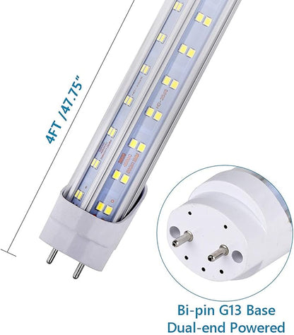 25 Pack,T8 T10 T12 LED 4FT Type B Light Bulbs, 75W 9500LM, 6000K-6500K Cold White, 4 Foot LED Fluorescent Tube Replacement, Super Bright, Dual Ended Power, Remove Ballast, Clear Cover