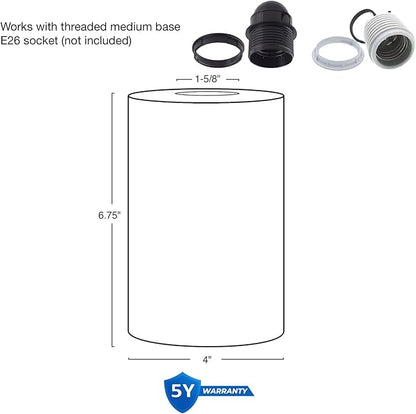 Kira Home 7" Cylinder Glass Shades, Opal Replacement Glass, 1-5/8" Fitter Opening for Threaded Medium Base Socket, 6.75" x 4", 3-Pack