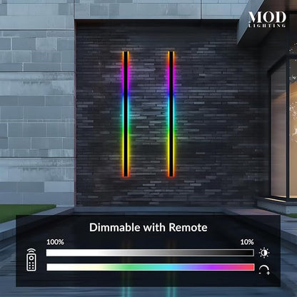 𝗠𝗢𝗗 𝗟𝗜𝗚𝗛𝗧𝗜𝗡𝗚 Haylen RGB | Waterproof Outdoor Wall Lights, Dimmable with Remote, 7 Colors and 358 Light Effects, Long Wall Sconce, Modern Linear Exterior Light Fixture, 1-Pack (RGB | 67")