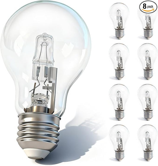 Halogen Light Bulb 043168787963 78796 for E26 Thread Suitable 43 Watt A19 Bulb Types Replace 60 Watt Incandescent Light Bulb(8Pcs)