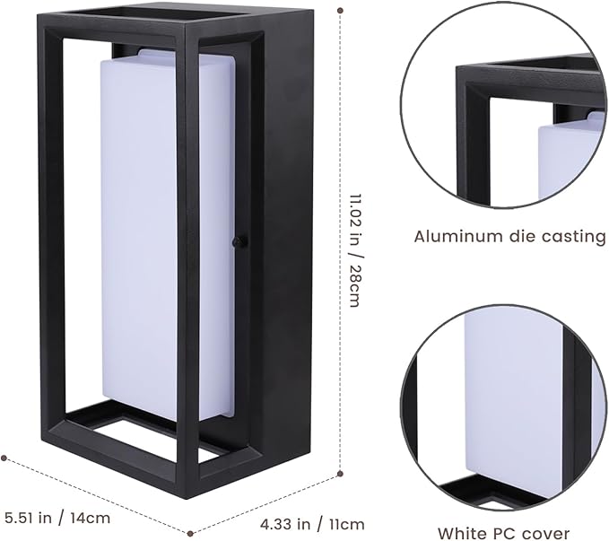 LED Outdoor Wall Sconce & Porch Sconce, 3000K 1500 Lumens, Die Cast Aluminum Porch Lights, Modern Exterior Decorative Light Fixture for Front Door, Garage, House Entrance(11X5.5X4.3inch)