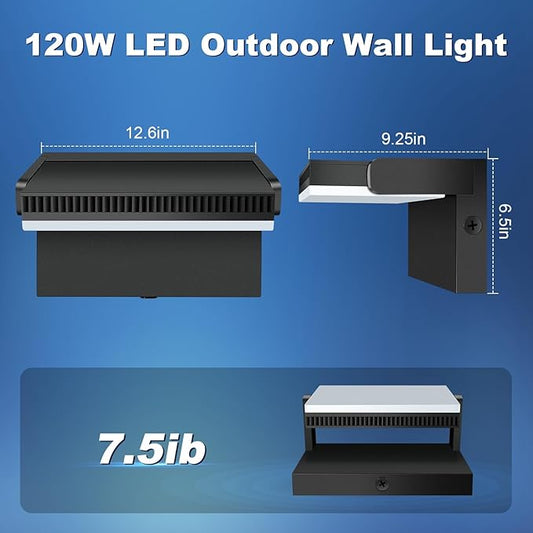 Juyace 120W LED Wall Pack Light Dusk to Dawn Outdoor Lighting Exterior Fixtures 360 °Rotation 5000K for Garage Yard Barn Area 4 Pack