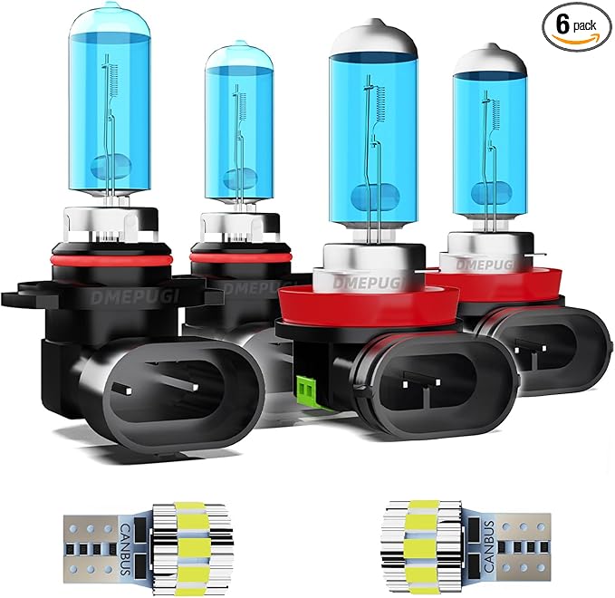 Headlights Compatible With Toyota Corolla 2014-2016 Halogen Headlight Bulbs,9005 High Beam + h11 Fog Light+ License Plate Light Combo,Plug And Play, 6000K White Light,Pack of 6