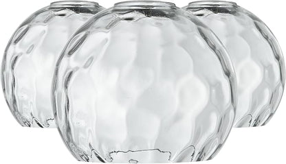 3 Pack Fixture Replacement Globe Shade, 6 Inch Diameter, E26 Base Clear Hammered Glass, Glass Globe Lampshade Cover for Pendant Wall Sconce Chandelier Vanity Light