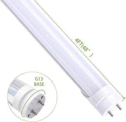 H&B Luxuries 4FT LED T8 Ballast Bypass Type B Light Tube, 18W, Single-Ended & Dual-Ended Connection, 2300LM, G13 Base,T8 T10 T12 Fluorescent Bulbs Replacement, UL & DLC - 6500K (4pcs)