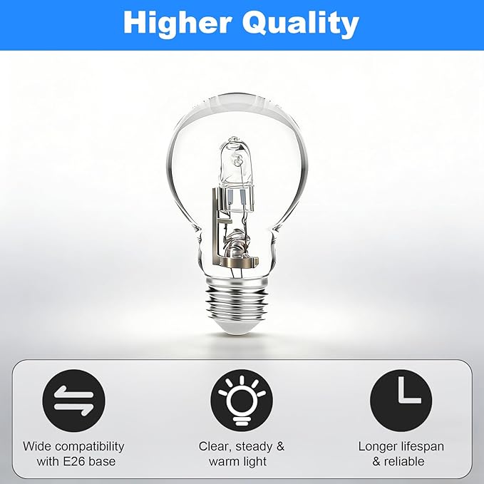 043168787963 78796 Halogen Light Bulbs for A19 Bulb Types 43 Watt 120V Replace 78796 E26 Thread Suitable (8 Pcs)