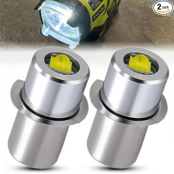 2Pcs 6-24V 18V/19.2V LED Flashlight Bulb P13.5S Replacement for Ryobi P700/P703/P704/FL1800, Craftsman 11009 & DeWalt DW908 - Work Light Replacement (Makita BML185/ML180 Compatible)