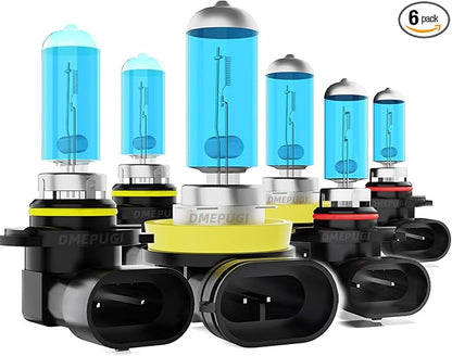 Headlight Bulbs Compatible With with Toyota Sequoia 2008-2017 halogen Lights,9005/HB3/H10 High Beam + H11/H8/H9 Low Beams+ 9145/9140 halogen Fog Light Bulbs,Plug and Play, Pack of 6