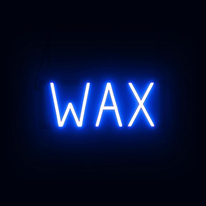 SpellBrite WAX Sign | Beauty-Related Sign with Neon Look, Blue LED Light Source | 16.0" x 6.3"