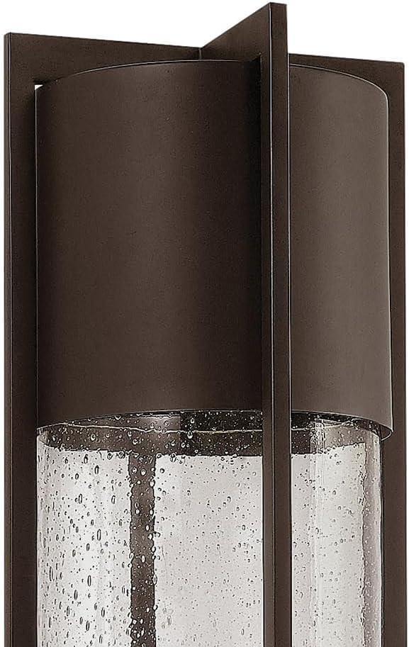 Hinkley Shelter Large Post Top or Pier Mount Lantern - LED Included, Aluminum, Clear Seedy Glass Shade, Dark Sky Compliant - Buckeye Bronze Finish