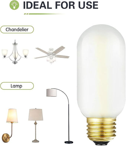 Leools E26 LED Bulb 4W Equivalent e26 led Bulb 40 Watt Dimmable Warm White 2700K E26 Frosted Edison Bulb AC120V 400lm Tubular T14 T45 LED Bulb for Pendant, Sputnik,Vanity,Chandeliers Pack of 6