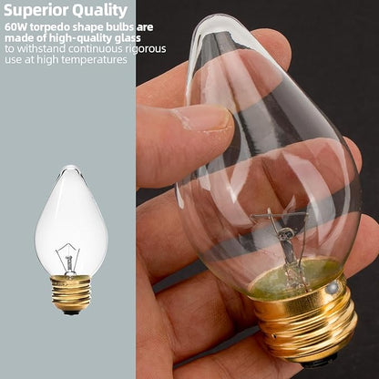 02.30.043.00 60 Watt Light Bulb Compatible with Hatco Heat Lamp Bulb, E25 High Temp Lamp for Commercial Heat Warmers, Torpedo Shaped Bulbs, 4 Packs