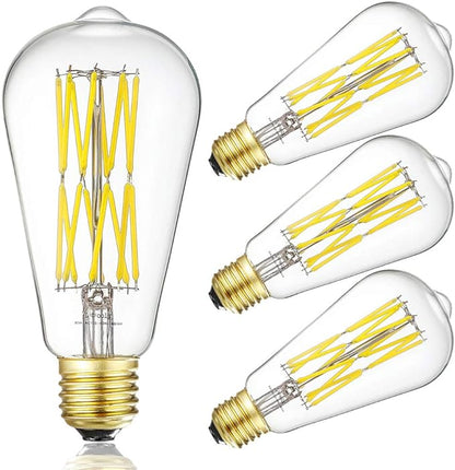Leools Vintage LED Edison Dimmable 15W Led Filament Light Bulbs ST64 1300 Lumen 4000K Daylight White 100-120 Watt Equivalent,E26 Base Decorative Antique Lamp for Home Bathroom Bedroom 4 Pack