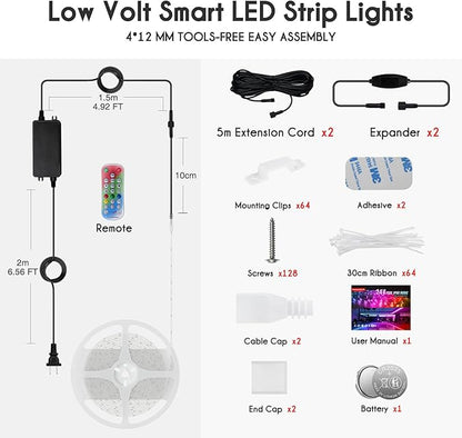Shine Decor IP68 LED Strip Light 105 FT, DC 24V RGB+IC LED Strip Lights, Outdoor Rope Lights with Remote APP Control Music Sync, Color Chasing LED Lights Strip for Chrismas, Pool, Home Decor