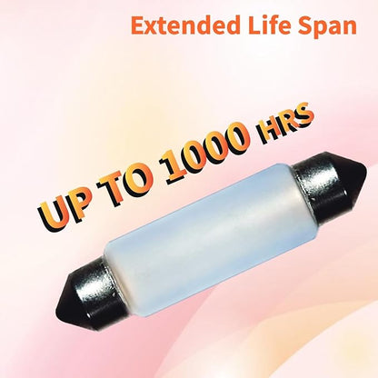 10 Pack Frosted Festoon Bulb Sv8.5-8 T3.25 10X44mm, 12V3W Under Cabinet Light Bulb Xenon Festoon Light Bulb Dome Light Car Trunk Cargo Light Interior Door Light