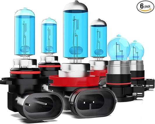 Compatible With Chevy Avalanche 2007-2013 headlight bulbs, Halogen 9005 High Beam H11 Low Beam 5202 Fog Light, Plug n Play, 6000K Bright White, 6-Pack